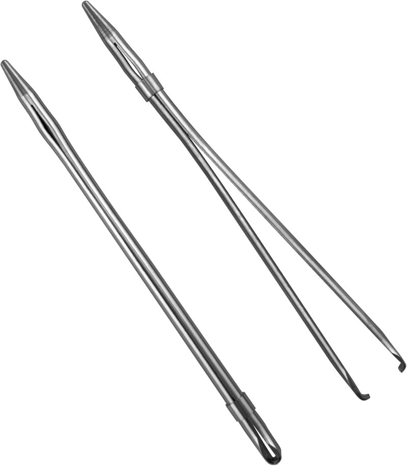 MateIJS Knitting Needles 2pcs Stainless Steel Shoe Lace Needles,Bodkin, Leather Sewing Needles with Prong Steel Tips for Leathercraft & Manual Lacing Threading (2 Pieces) - Image 1